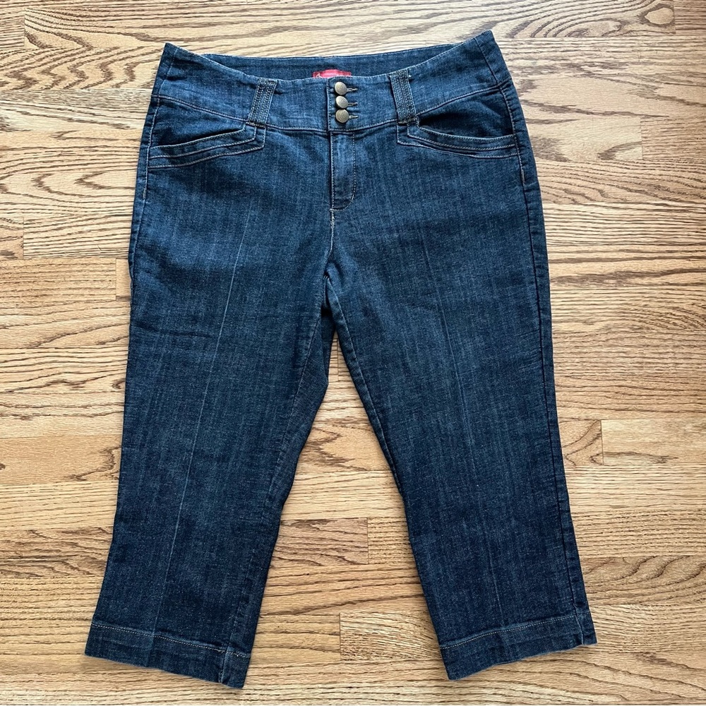 Dress Barn Womens Size 14 Blue Jeans Capri Crop Mid Rise Triple Waist Trousers